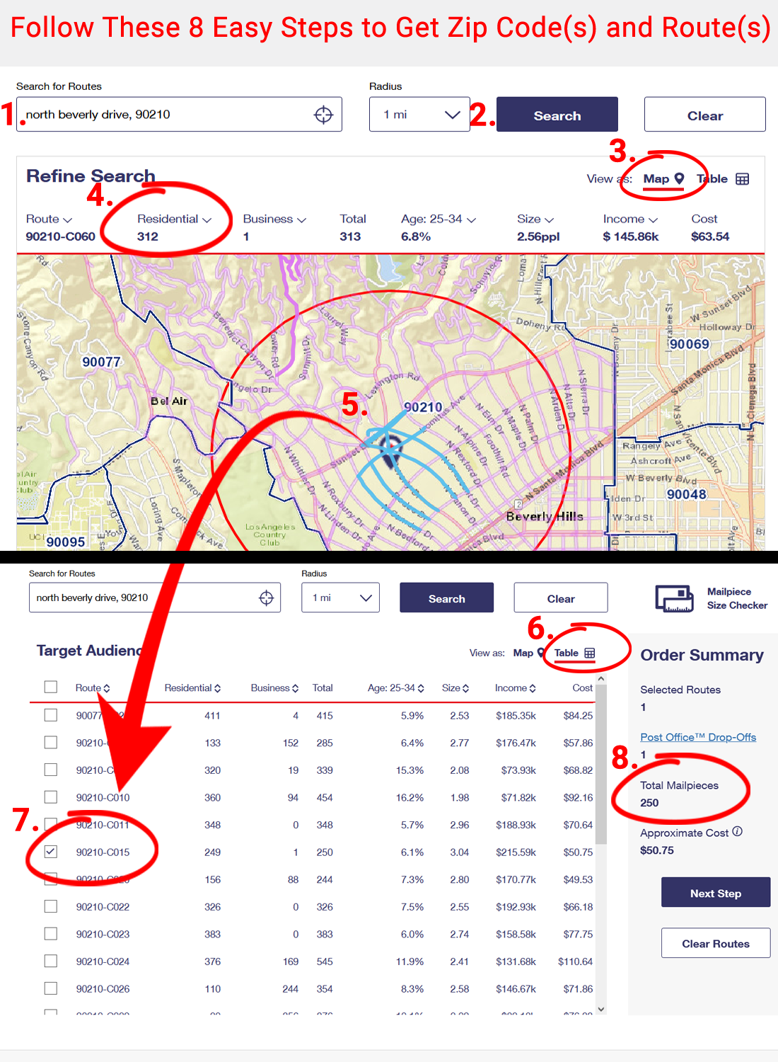 Steps to Get Zip Code(s) and Carrier Route(s)